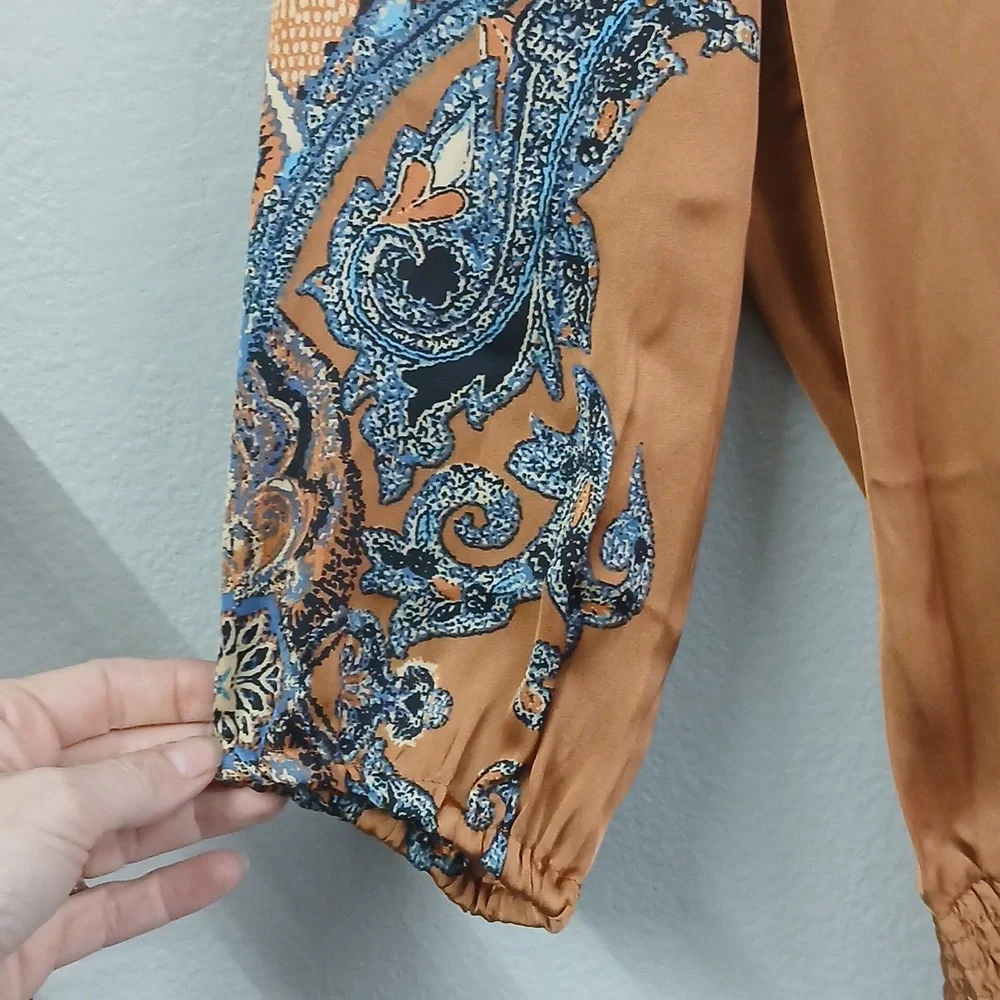 Nwt Apt. 9 Women's Brown Paisley Top Size Small Petite - Picture 4 of 7